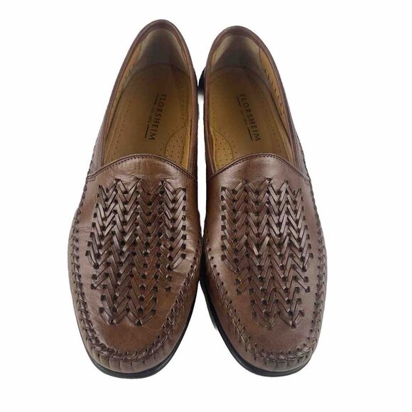 Florsheim Mens‎ 10.5 D Draft Moc Woven Vamp Driver Brown Slip On Shoes 1849903 - Picture 1 of 16